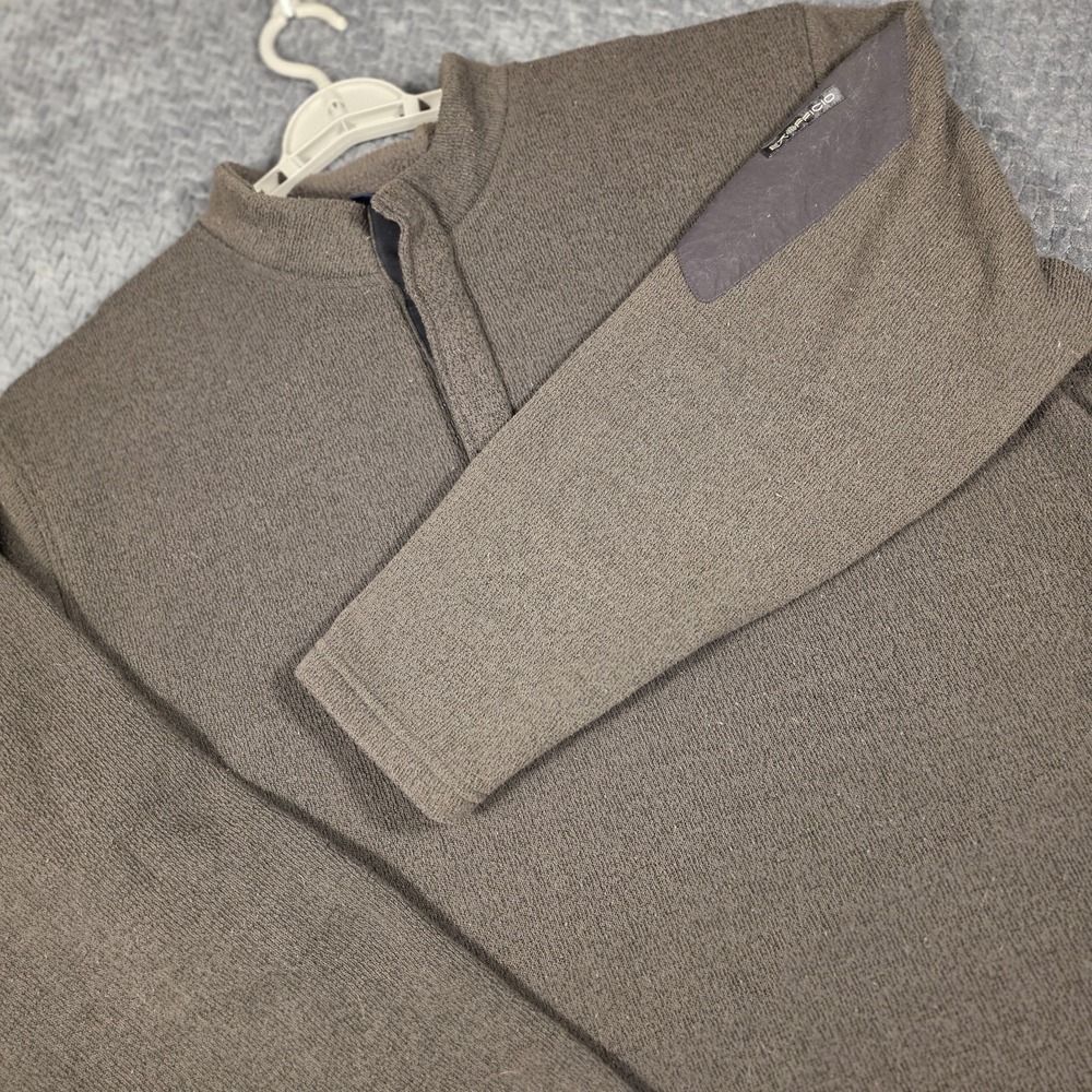 Exofficio Fleece Pullover Men XXL 1/4 Snap Long Sleeve Green Zip Shoulder Pocket